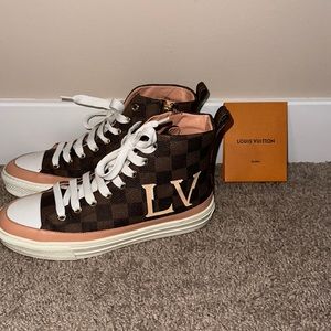 Louis Vuitton Stellar Sneaker High Tops - Damier Ebene & Venus Pink